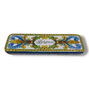 Brighton Decorative Metal Tin Box Scroll Design Removable Lid Read Details
